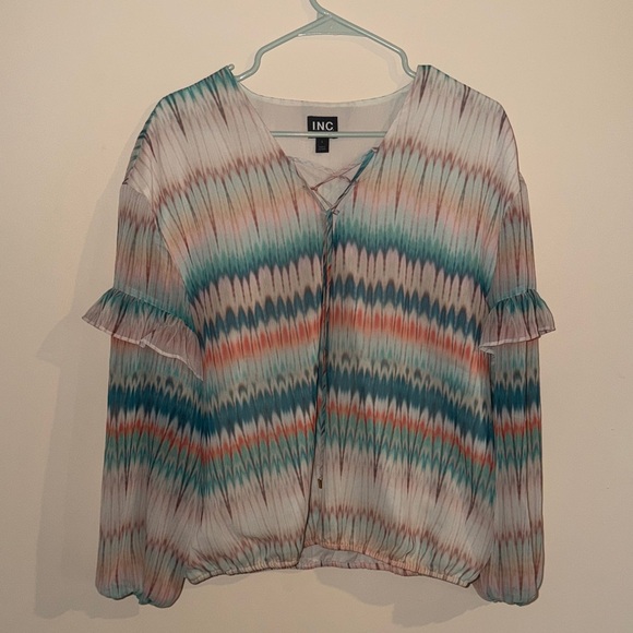 INC multicolor Boho peasant blouse - Picture 2 of 9